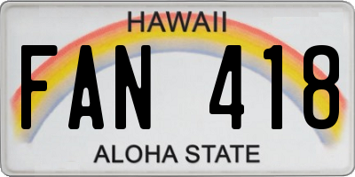 HI license plate FAN418