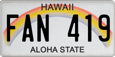 HI license plate FAN419