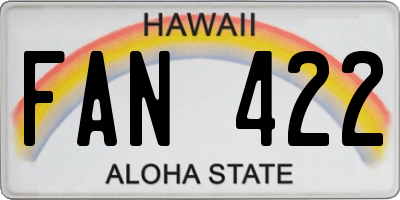 HI license plate FAN422