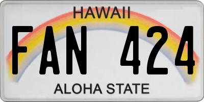 HI license plate FAN424