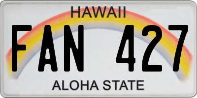 HI license plate FAN427