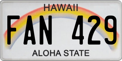 HI license plate FAN429
