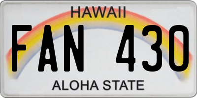 HI license plate FAN430
