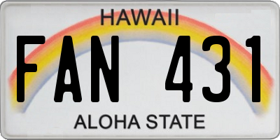 HI license plate FAN431