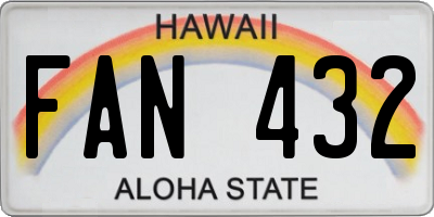 HI license plate FAN432