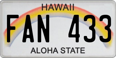 HI license plate FAN433