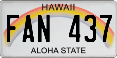 HI license plate FAN437