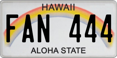 HI license plate FAN444