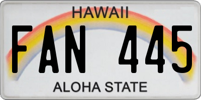 HI license plate FAN445
