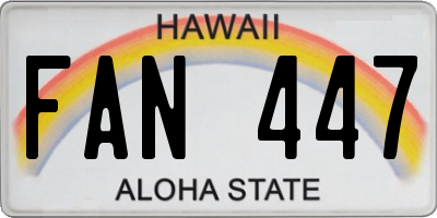 HI license plate FAN447