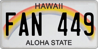 HI license plate FAN449