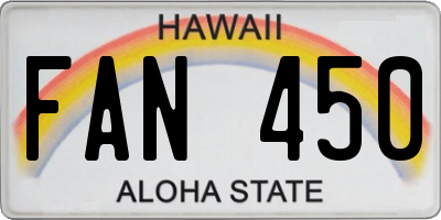 HI license plate FAN450