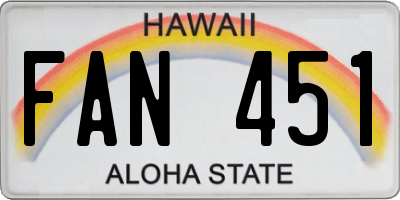 HI license plate FAN451