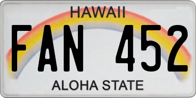 HI license plate FAN452