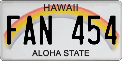 HI license plate FAN454