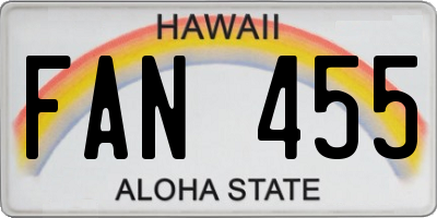 HI license plate FAN455