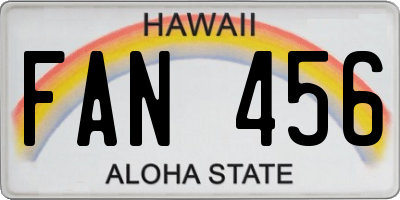 HI license plate FAN456
