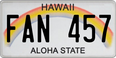 HI license plate FAN457
