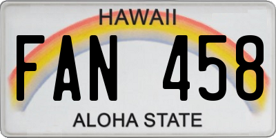 HI license plate FAN458