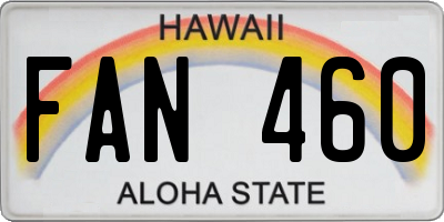 HI license plate FAN460
