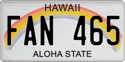 HI license plate FAN465