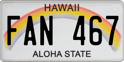 HI license plate FAN467