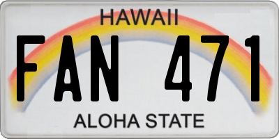 HI license plate FAN471
