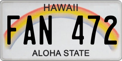 HI license plate FAN472