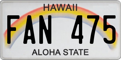HI license plate FAN475