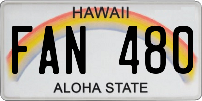 HI license plate FAN480