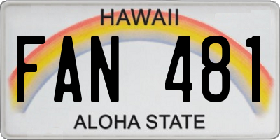 HI license plate FAN481