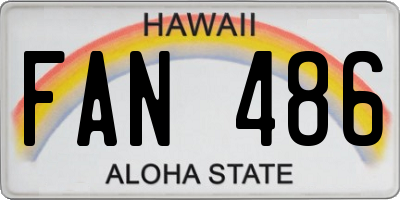 HI license plate FAN486