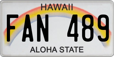 HI license plate FAN489