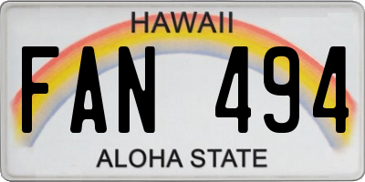 HI license plate FAN494