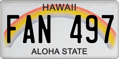 HI license plate FAN497