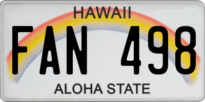 HI license plate FAN498