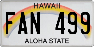 HI license plate FAN499