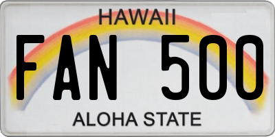 HI license plate FAN500