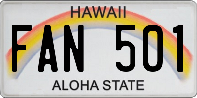 HI license plate FAN501