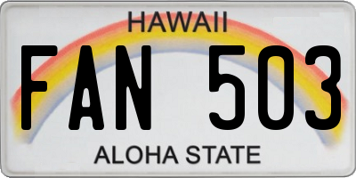 HI license plate FAN503
