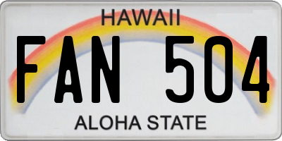 HI license plate FAN504