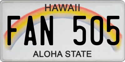 HI license plate FAN505