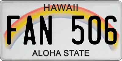 HI license plate FAN506