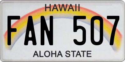 HI license plate FAN507