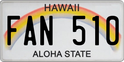 HI license plate FAN510