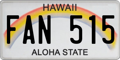 HI license plate FAN515