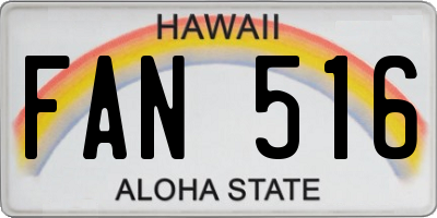 HI license plate FAN516