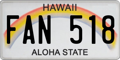 HI license plate FAN518