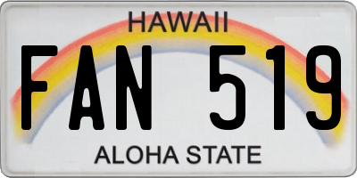 HI license plate FAN519