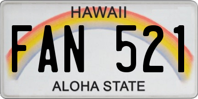 HI license plate FAN521